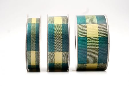 Vanille und Waldgrün Blockkaromusterband_AI